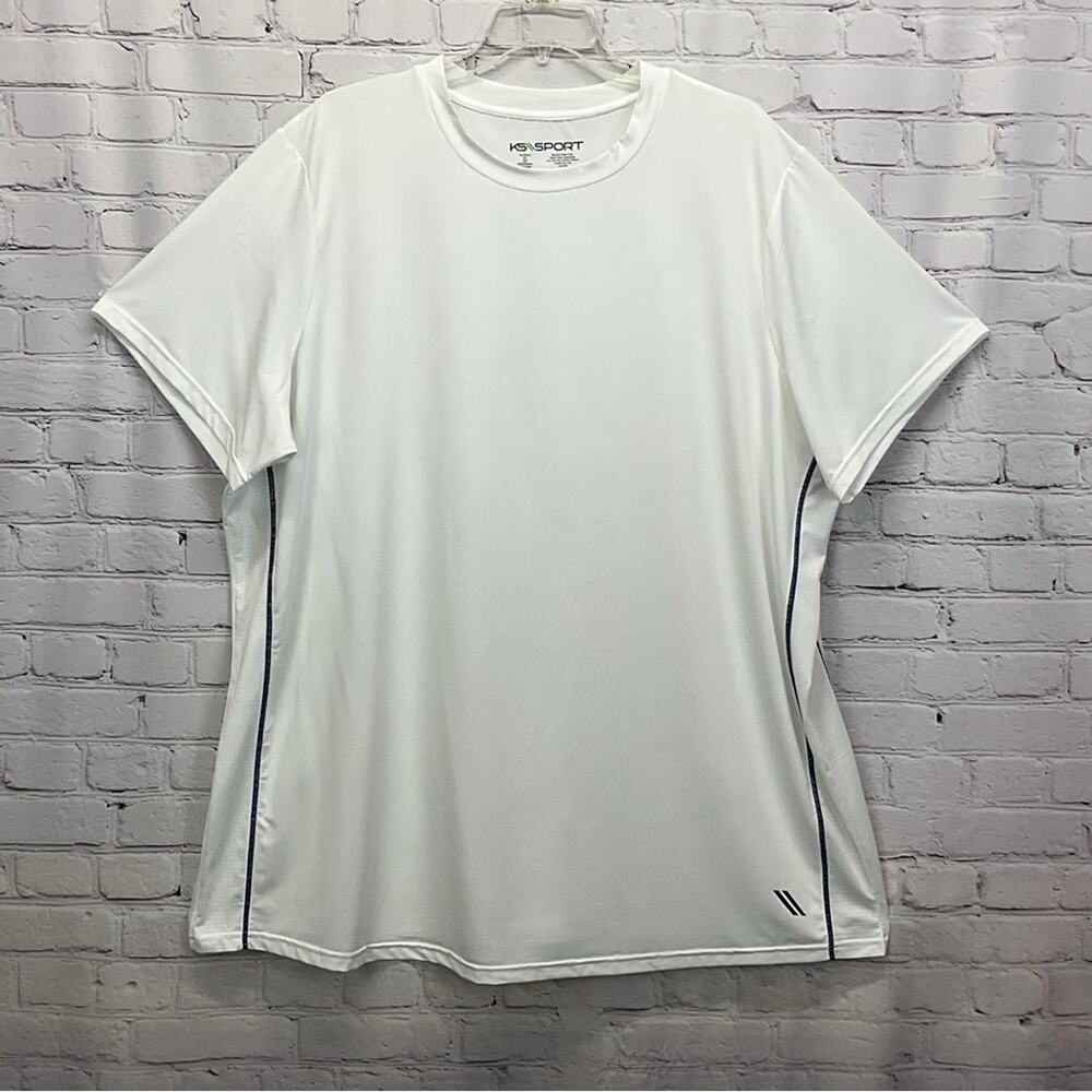 KS Sport Shirt Men's Size 4XL Big White Blue Accents Athleisure Breathable Beach
